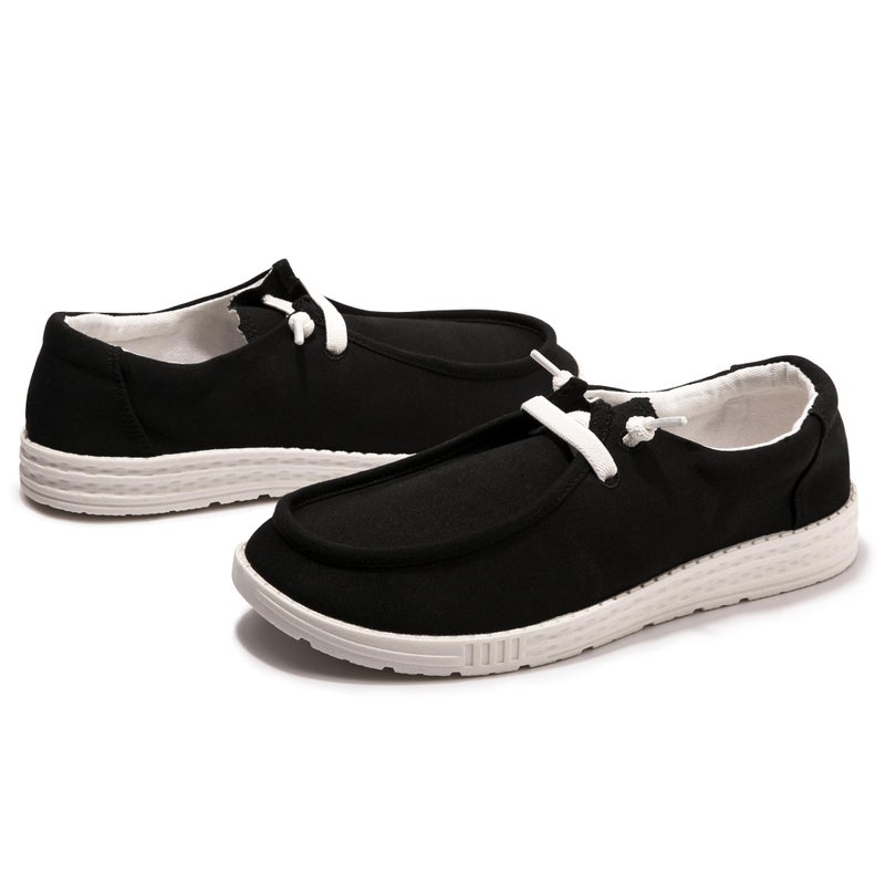 Vayfio Women's Slip On Loafers - Canvas Casual Walking Shoes Comfortable Low Top Flats Outdoor Fashion Sneakers Black 08 - Image 5