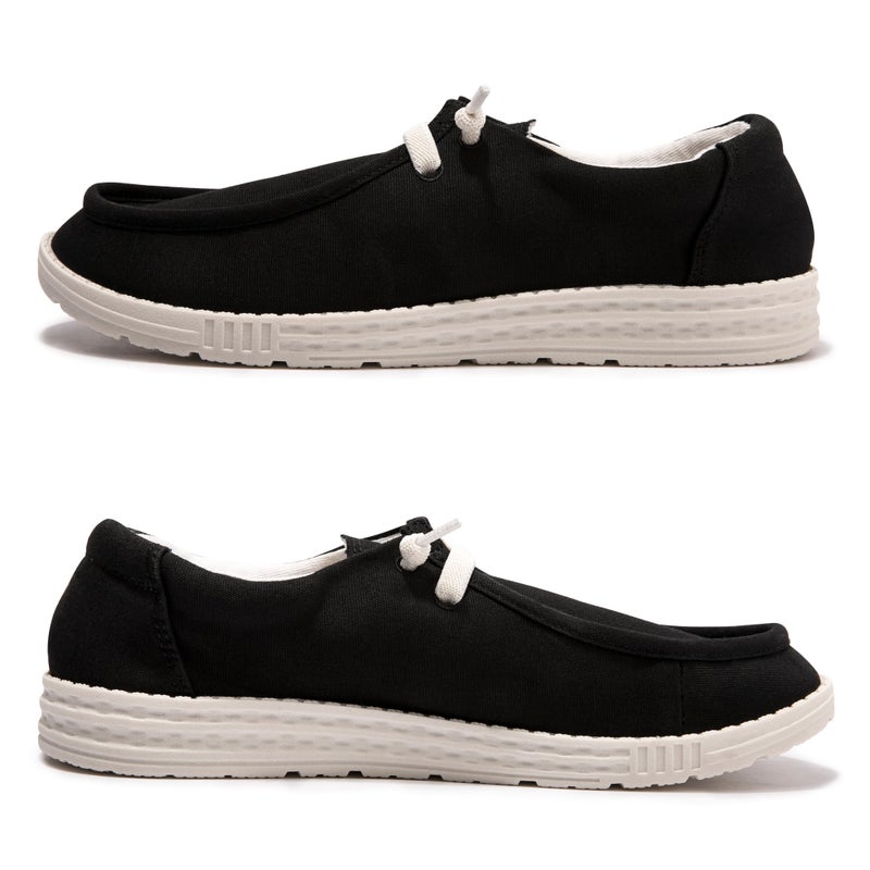 Vayfio Women's Slip On Loafers - Canvas Casual Walking Shoes Comfortable Low Top Flats Outdoor Fashion Sneakers Black 08 - Image 2
