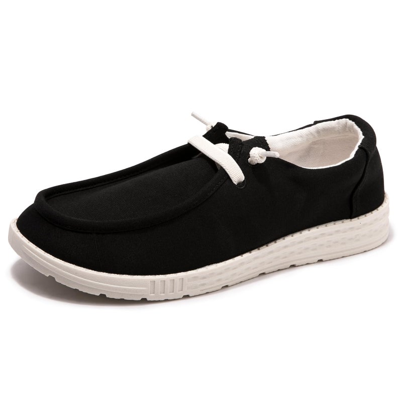 Vayfio Women's Slip On Loafers - Canvas Casual Walking Shoes Comfortable Low Top Flats Outdoor Fashion Sneakers Black 08 - Image 3