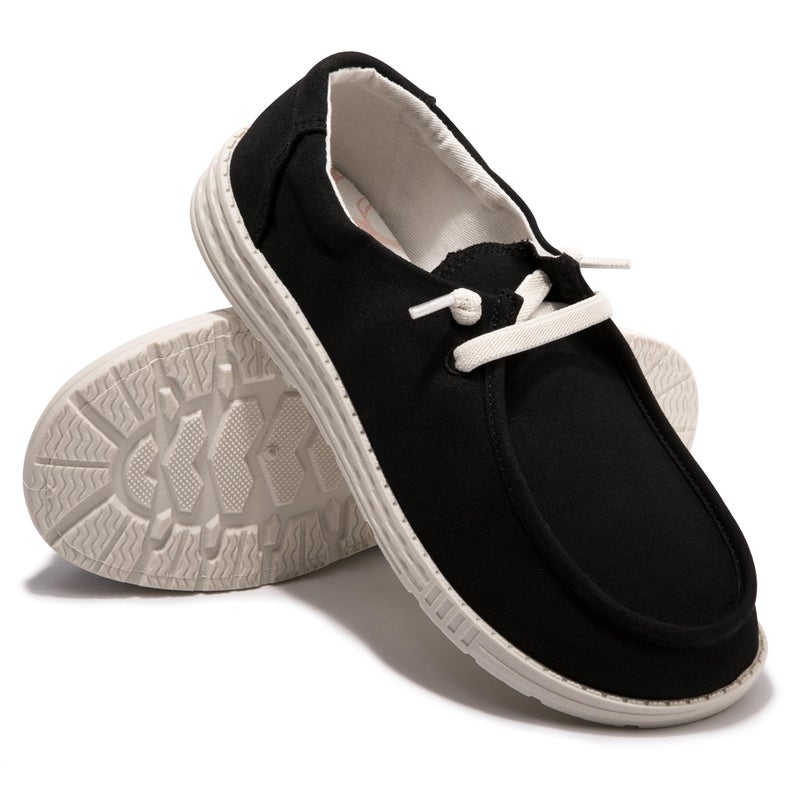 Vayfio Women's Slip On Loafers - Canvas Casual Walking Shoes Comfortable Low Top Flats Outdoor Fashion Sneakers Black 08 - Image 4