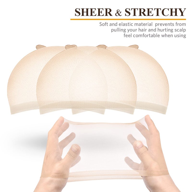 MORGLES HD Wig Cap or Women, 20 Pcs Transparent Wig Cap for Lace Front Ultra Thin, Nude - Image 3