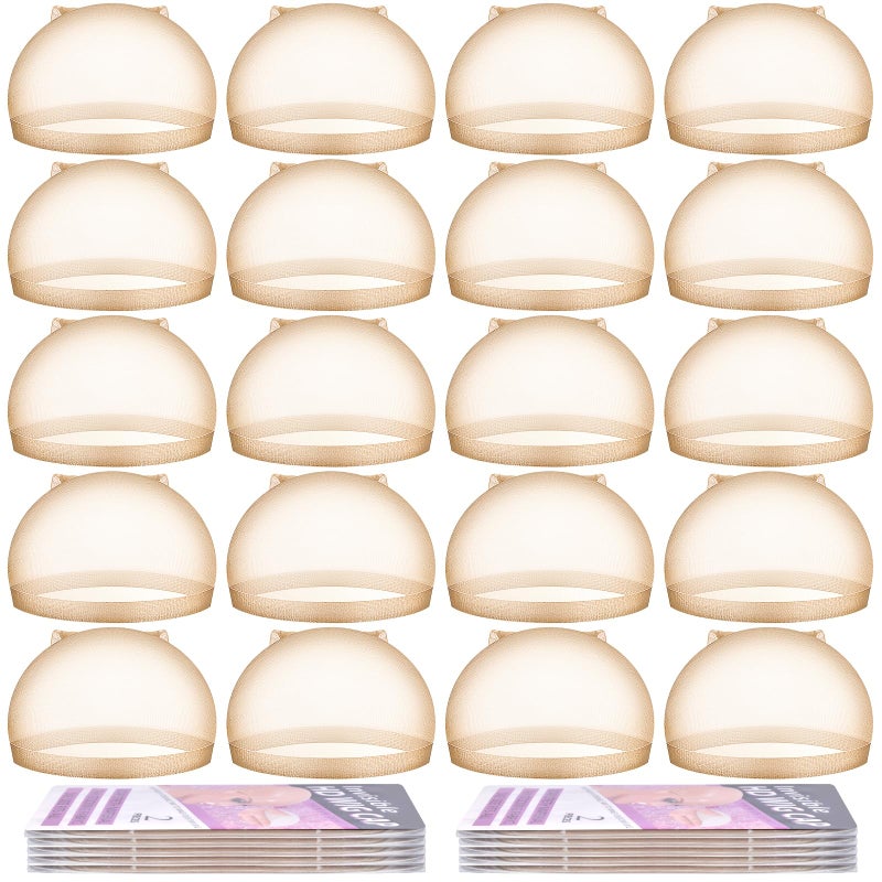 MORGLES HD Wig Cap or Women, 20 Pcs Transparent Wig Cap for Lace Front Ultra Thin, Nude - Image 1
