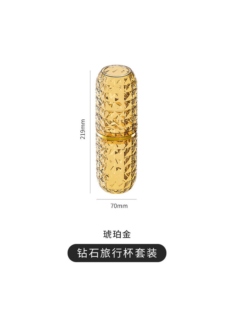 Generic Portable Travel Luxury Transparent Toothbrush Holder Storage Box with Toothbrush Cup And Brush Set Home And Travel Organizer Amber 