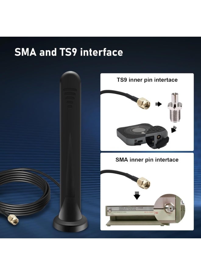 YOUWE7 5G Antenna LTE Band 12dBi SMA TS9 External Omnidirectional Network Antenna with Magnetic Base 4G Signal Booster Omnidirectional with RG174 Cable, Compatible with /4G/5G/GSM/GPRS Router-2pcs - Image 5