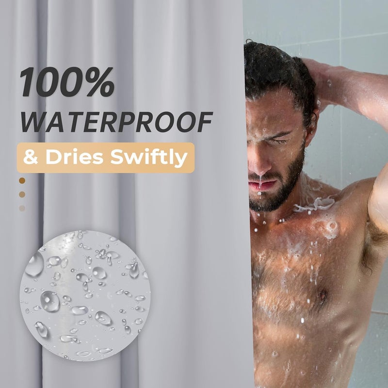 AmazerBath Heavy Duty Grey Stall Shower Curtain 36x72 with Weighted Stones - Image 5