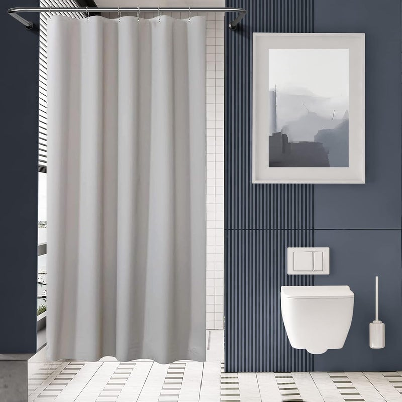 AmazerBath Heavy Duty Grey Stall Shower Curtain 36x72 with Weighted Stones - Image 1