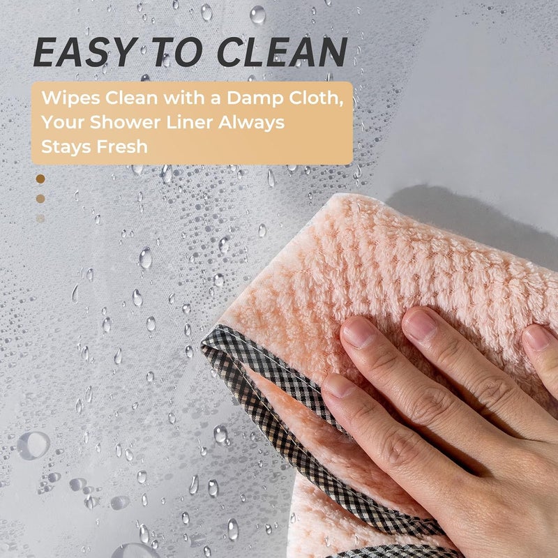 AmazerBath Heavy Duty Grey Stall Shower Curtain 36x72 with Weighted Stones - Image 4