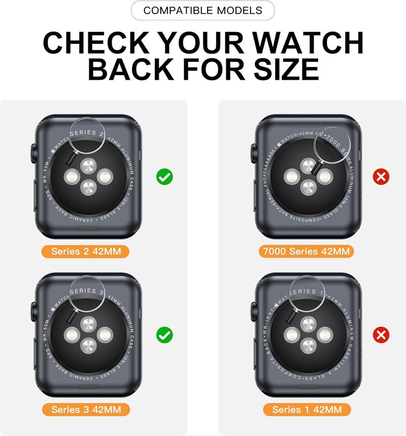 Misxi 2 Pack Hard PC Case with Tempered Glass Screen Protector Compatible with Apple Watch Series 3 Series 2 42mm, Ultra-Thin Scratch Resistant Overall Protective Cover for iWatch S3/S2, Black - Image 2
