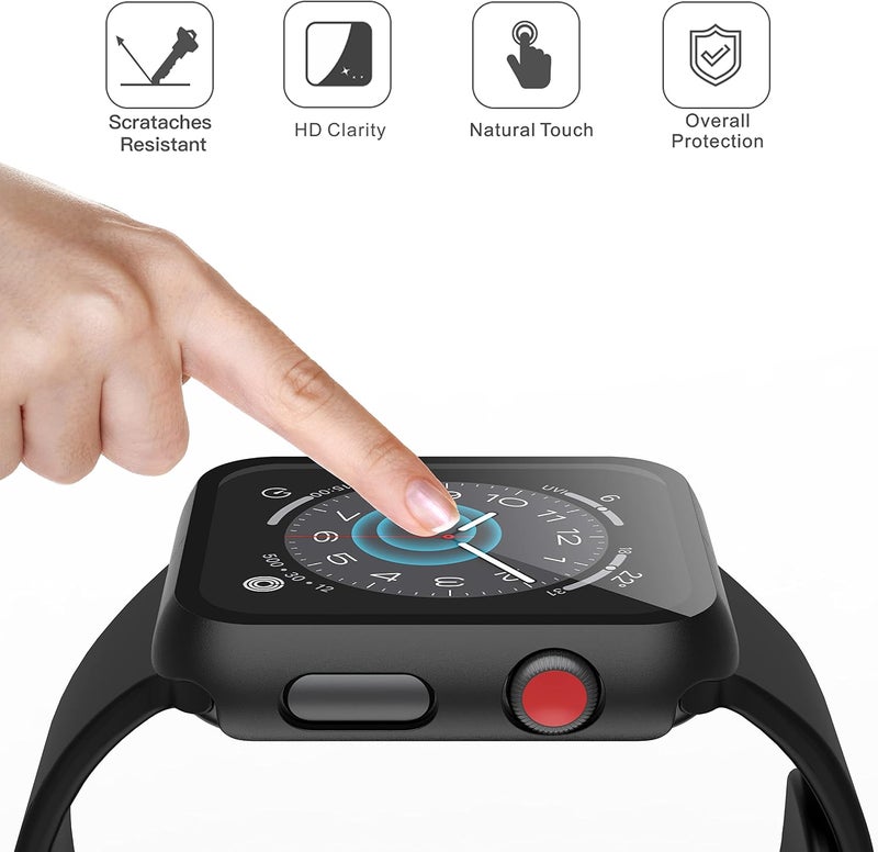 Misxi 2 Pack Hard PC Case with Tempered Glass Screen Protector Compatible with Apple Watch Series 3 Series 2 42mm, Ultra-Thin Scratch Resistant Overall Protective Cover for iWatch S3/S2, Black - Image 4