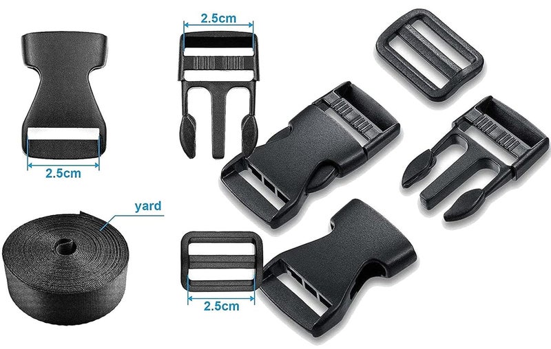 DIY Crafts DIY DIYC11745 Crafts Flat Side Release Buckles TriGlide Slides As Choice Meter Buckle TriGlide SlideWebbing 3 inch Sets 4 Buckle 4 TriGlide Slide 4mtr Webbing  - Image 2