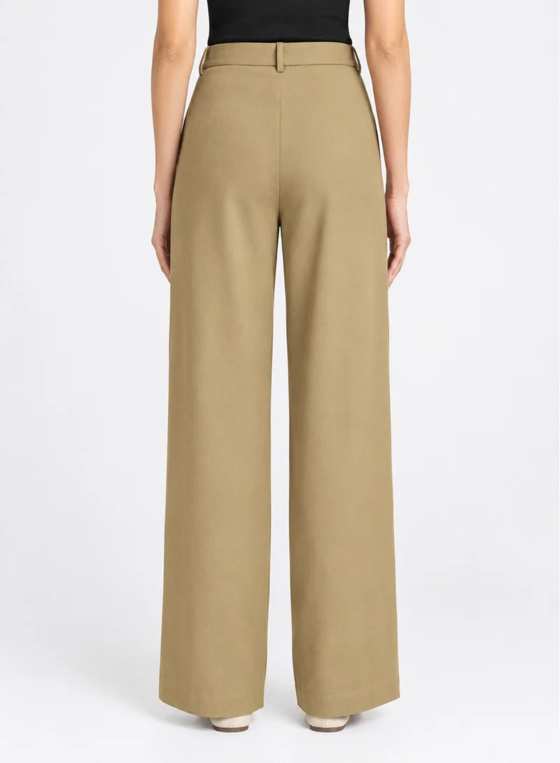 French Connection olive Vinnie Suiting Pleated Trouser for Women | Best Price UAE
