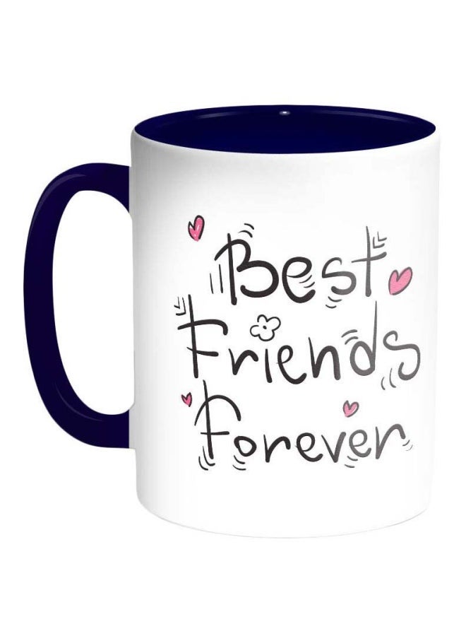 Best Friends Forever Printed Coffee Mug Dark Blue/Black/White 325ml