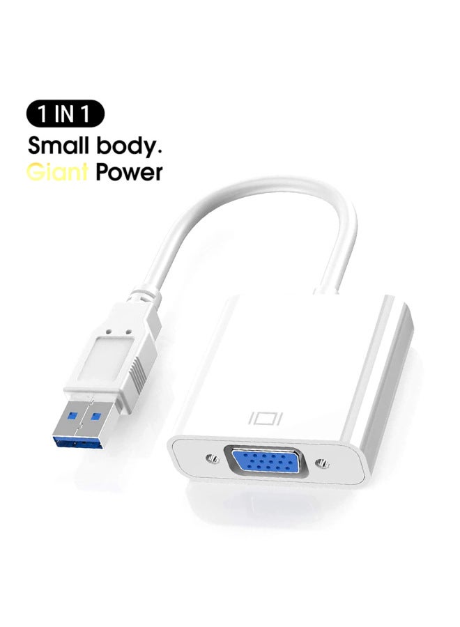 3.0 USB To VGA External Video Converter Adapter For Win7/8/10 Data Cable-Color:White Fl2000 - Image 2