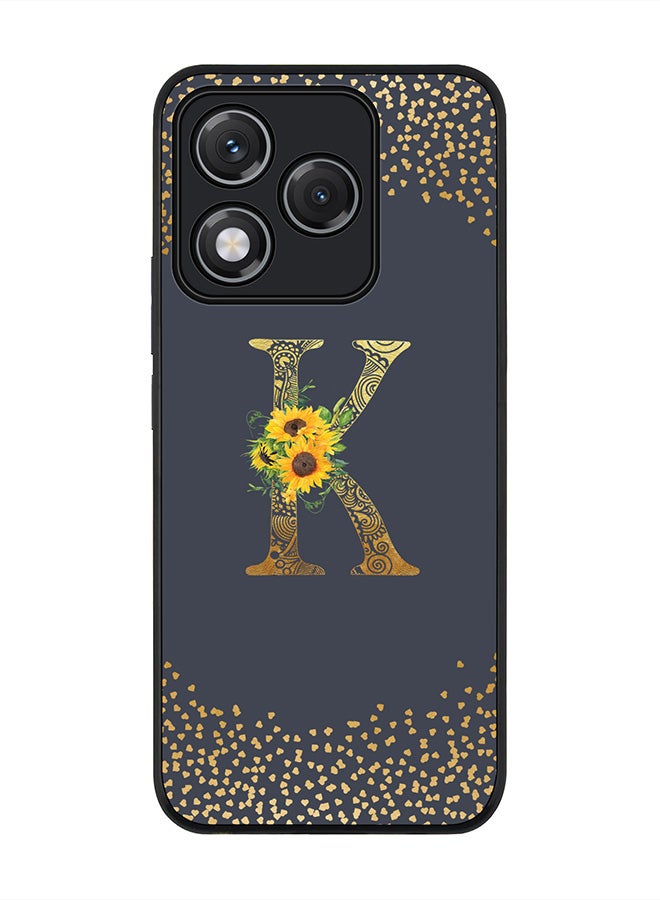 Stylizedd For Honor 400 Lite Case,Slim fit Camera Protection, Shockproof Thin Phone cover  - Custom Floral Monogram - K  (Grey )