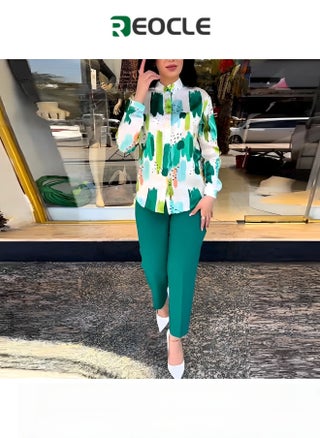 Women's 2 Pieces Outfit Long Sleeve Button Down Shirt High Waisted Cropped Pencil Pants Sweat Lounge Matching Set - pzsku/ZCCE126815A8FB16F3209Z/45/1751019887/bc19e3e1-2fac-439e-97c4-fdbb7fc7970e