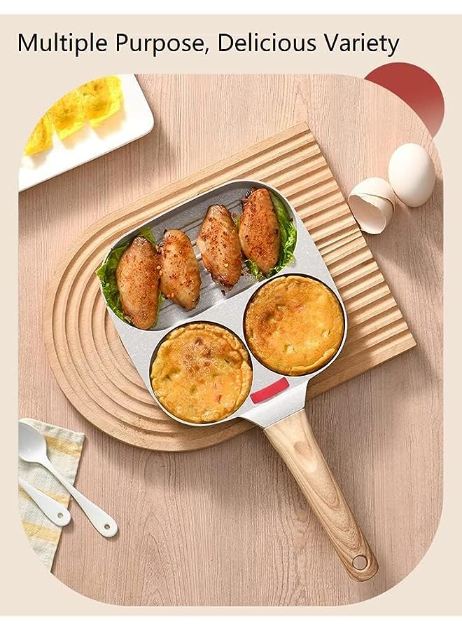PROMASS Hole Egg Frying Pan, Nonstick Egg Pan, Breakfast Divided Frying Pan (Color: Creamy White, Size: 19*19*2.3cm) - Image 3