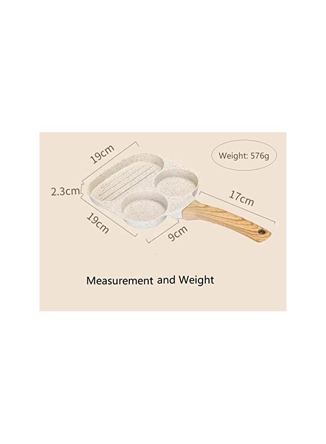 PROMASS Hole Egg Frying Pan, Nonstick Egg Pan, Breakfast Divided Frying Pan (Color: Creamy White, Size: 19*19*2.3cm) - Image 2