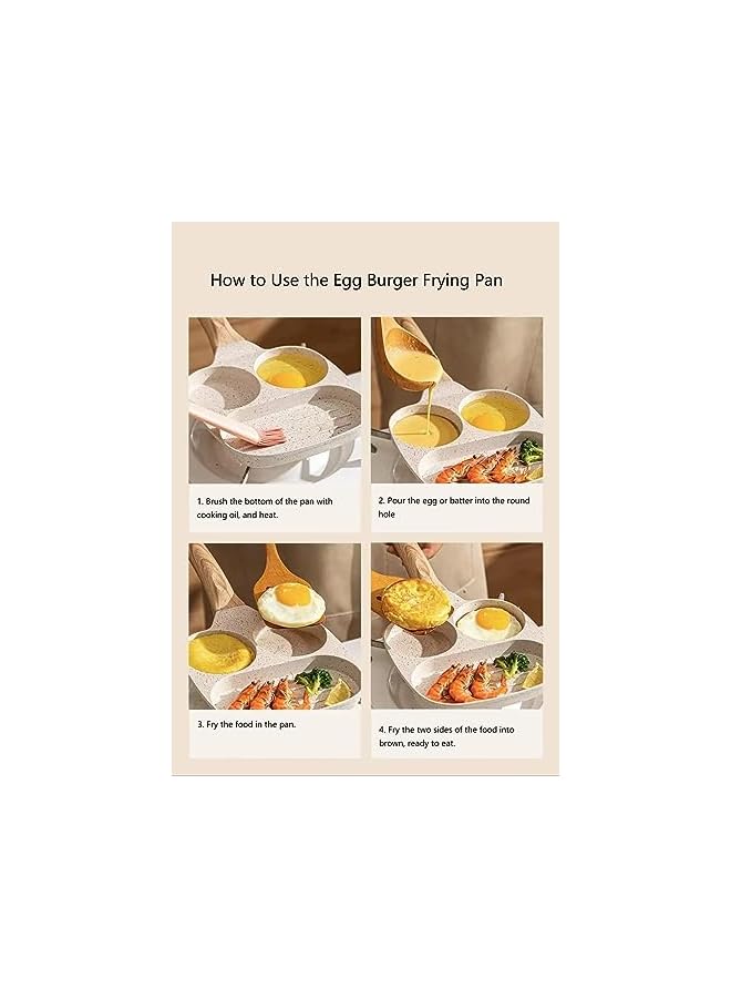 PROMASS Hole Egg Frying Pan, Nonstick Egg Pan, Breakfast Divided Frying Pan (Color: Creamy White, Size: 19*19*2.3cm) - Image 5