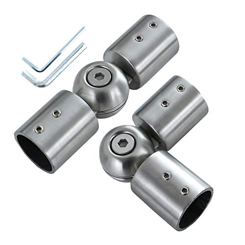 Elifel Window Heavy Duty Curtain Rods Connector Set of 2, Adjustable Curtains Rods Connector for Bay Windows Blinds with 1 inch Silver Color Stainless Steel - Image 1