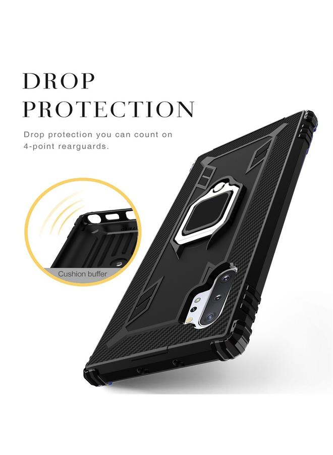 اس-توب جراب لهاتف Galaxy Note 10+ مصنوع من ألياف الكربون مع حامل حلقي يدور 360 درجة - Image 3