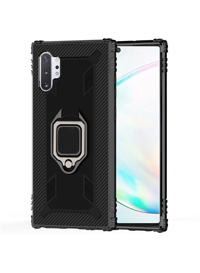 اس-توب جراب لهاتف Galaxy Note 10+ مصنوع من ألياف الكربون مع حامل حلقي يدور 360 درجة - Image 2