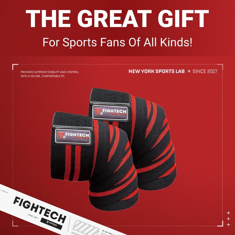 FIGHTECH Knee Wraps for Weightlifting - 82" Long | Men & Women | Ideal for Squats, Leg Press, Cross Training, Bodybuilding, and Gym WODs - Image 2