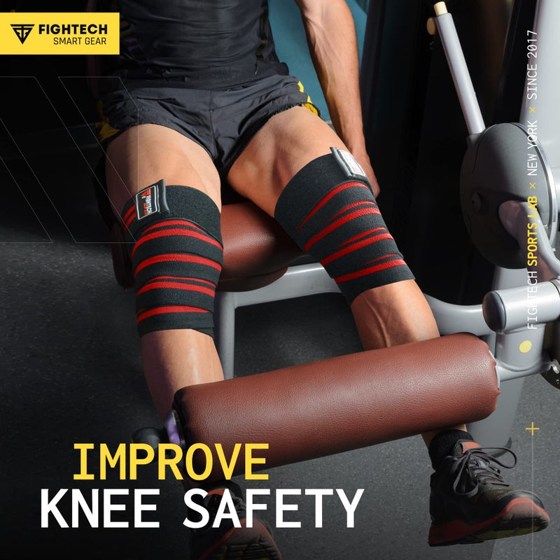 FIGHTECH Knee Wraps for Weightlifting - 82" Long | Men & Women | Ideal for Squats, Leg Press, Cross Training, Bodybuilding, and Gym WODs - Image 4
