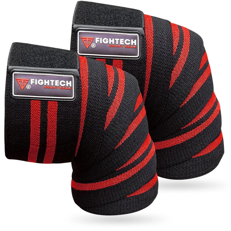 FIGHTECH Knee Wraps for Weightlifting - 82" Long | Men & Women | Ideal for Squats, Leg Press, Cross Training, Bodybuilding, and Gym WODs - Image 1