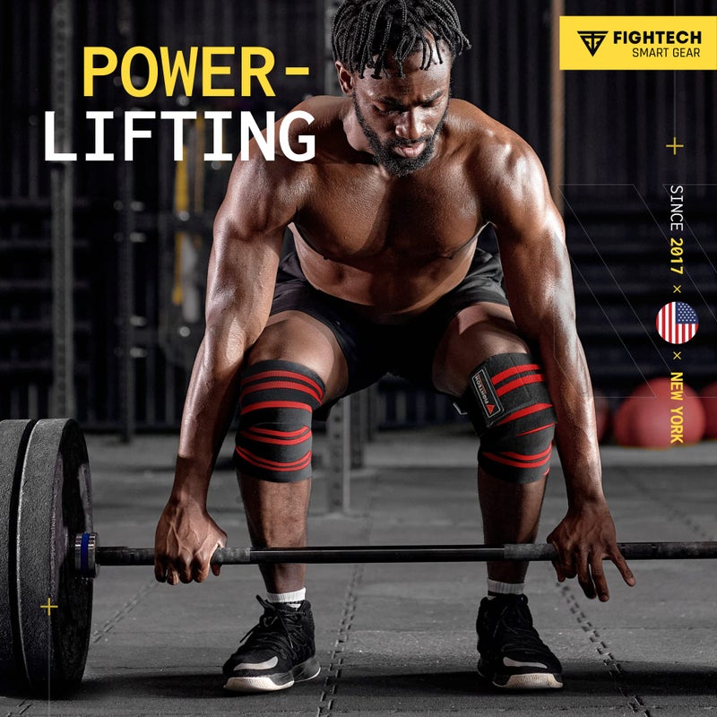 FIGHTECH Knee Wraps for Weightlifting - 82" Long | Men & Women | Ideal for Squats, Leg Press, Cross Training, Bodybuilding, and Gym WODs - Image 5
