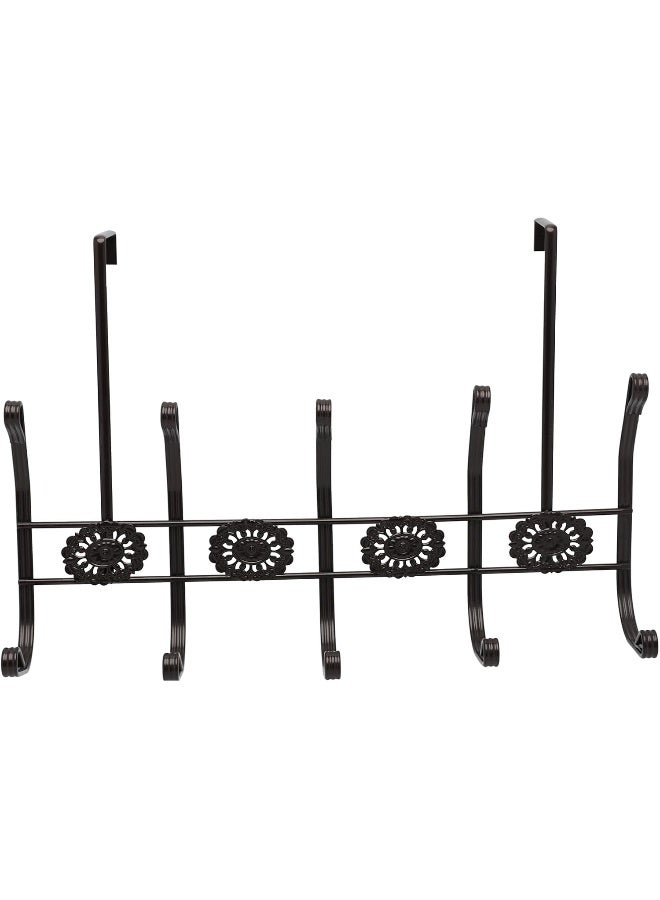 Over The Door Hook | Coat Rack and Movable Clothes Rack with 10 Hooks for Hanging | Heavy Duty Aluminum Door Organizer for Towels, Clothes, Hats, Bags, Behind Bathroom Door - Image 1