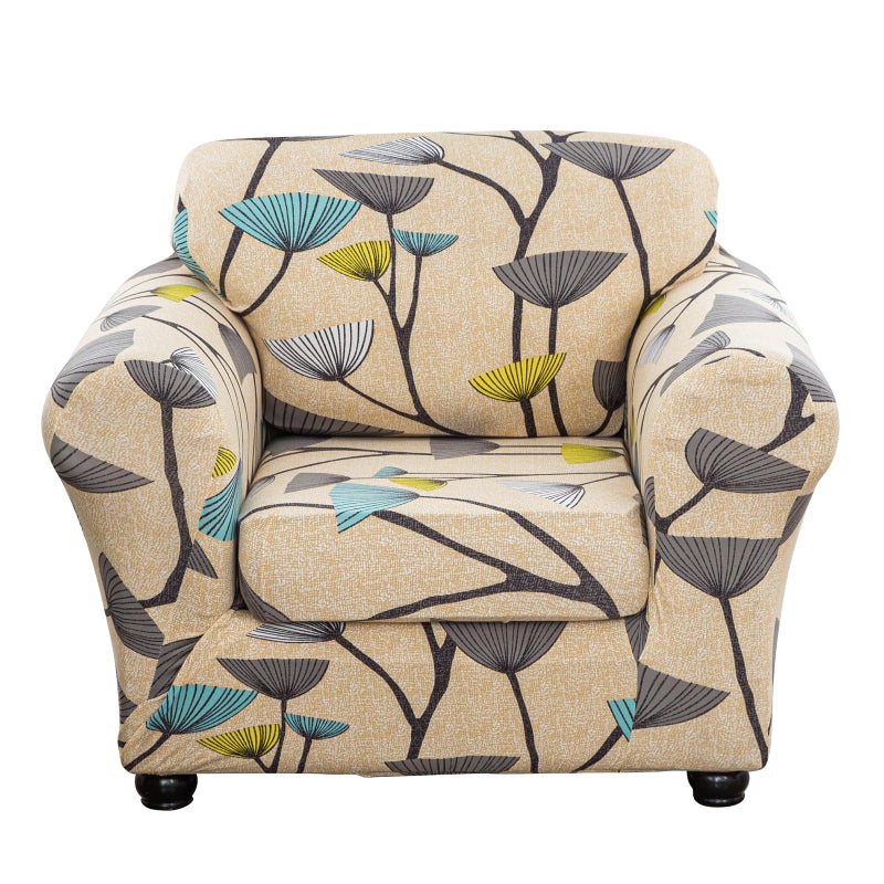 Lamberia Printed Sofa Cover High Stretch Sofa Slipcovers 2 Piece Armchair Slipcover with One Separate Cushion Cover Elastic Bottom Floral Pattern (Dandelion, Armchair) - Image 1