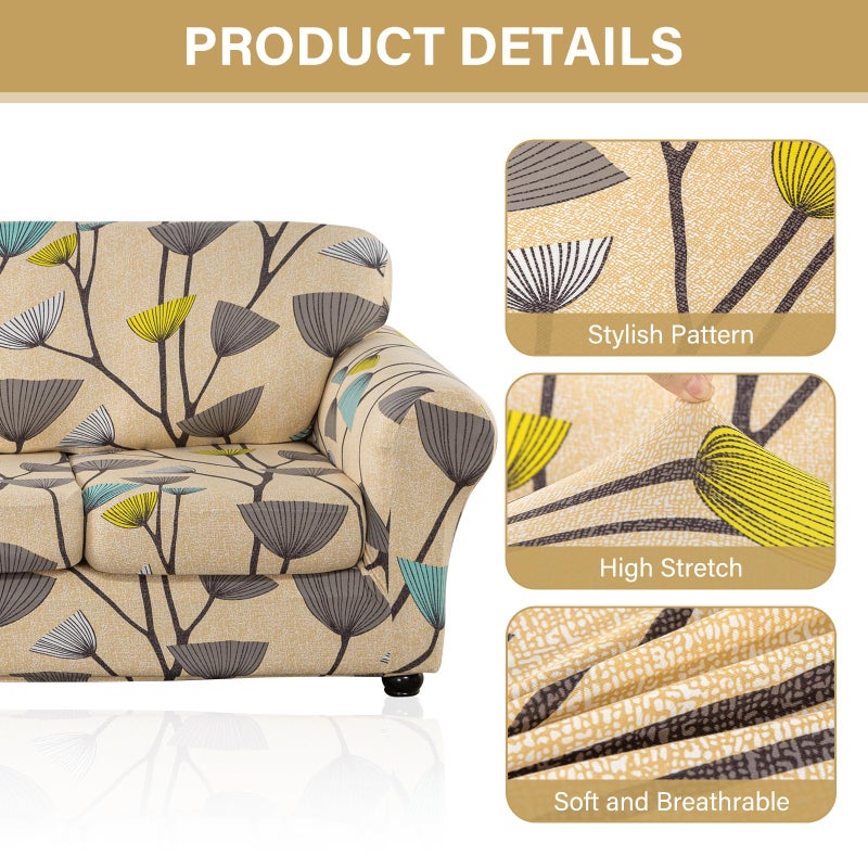 Lamberia Printed Sofa Cover High Stretch Sofa Slipcovers 2 Piece Armchair Slipcover with One Separate Cushion Cover Elastic Bottom Floral Pattern (Dandelion, Armchair) - Image 3