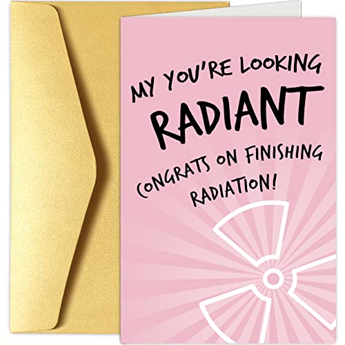 Chenive Get Well Soon Cancer Care Card for Chemo Patient, Funny Radiation Treatment Card, Radiation Therapy Gift, Congrats on Finishing Radiation - Image 1