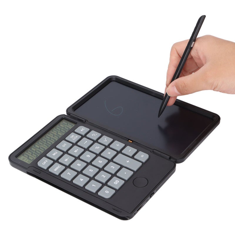 Calculator Writing Tablet with Flip Design Portable Desk Calculator - Rechargeable Handheld Calculator and Writing Board for Office Home Use - Image 4