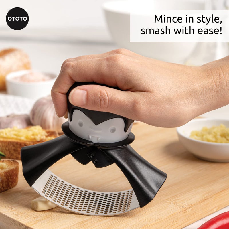 OTOTO Rockula Garlic Press Rocker - Garlic Masher, Garlic Rocker, Rocking Garlic Press Stainless Steel - Garlic Smasher Spooky Gifts - Easy to Clean - Image 3