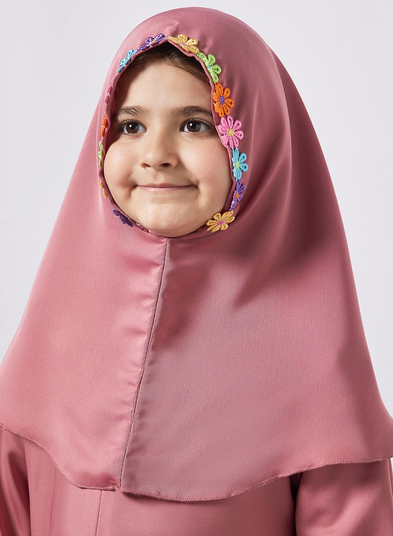 Kids Butterfly Abaya With Contrasting Embellishment