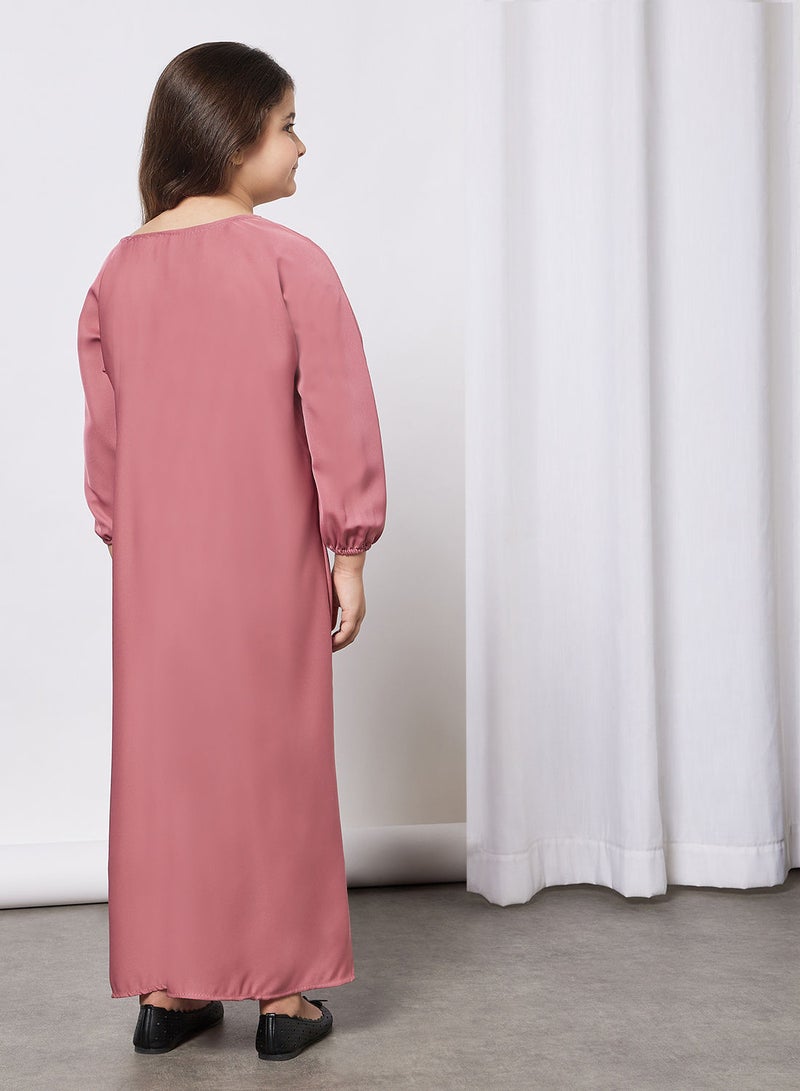 Kids Butterfly Abaya With Contrasting Embellishment