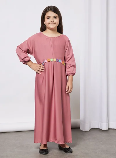 Hayat Kids Butterfly Abaya With Contrasting Embellishment