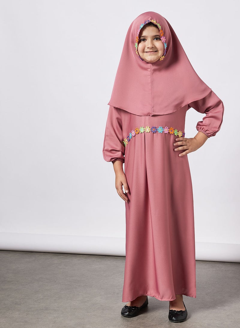 Kids Butterfly Abaya With Contrasting Embellishment