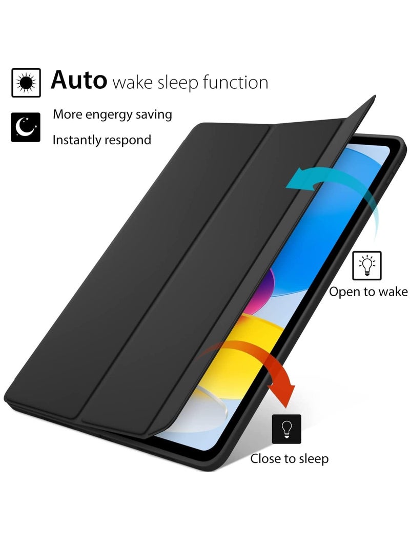 ELTRAZONE Smart Auto Wake/Sleep Cover with Built-in Pencil Holder Trifold Case for Apple iPad 10th Generation (Model A2696 A2757) - Black - Image 3