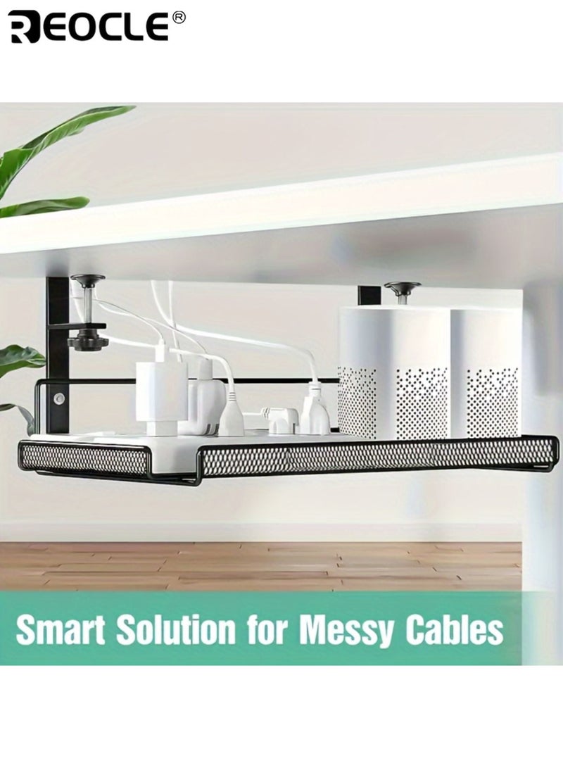 REOCLE Under Desk Cable Management Tray with No Drill Installation and Heavy Duty Design Wire Organizer with Sturdy Construction for Computer Desk Use - Image 3