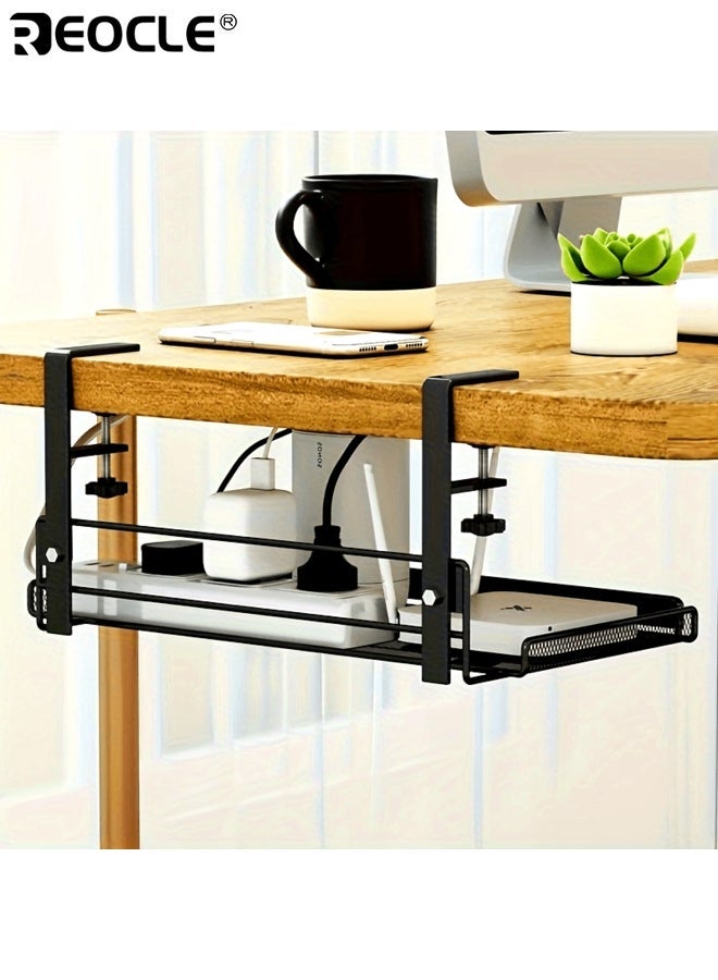 REOCLE Under Desk Cable Management Tray with No Drill Installation and Heavy Duty Design Wire Organizer with Sturdy Construction for Computer Desk Use - Image 2