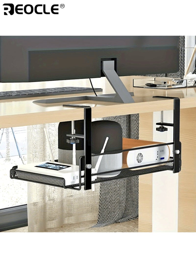 REOCLE Under Desk Cable Management Tray with No Drill Installation and Heavy Duty Design Wire Organizer with Sturdy Construction for Computer Desk Use - Image 4