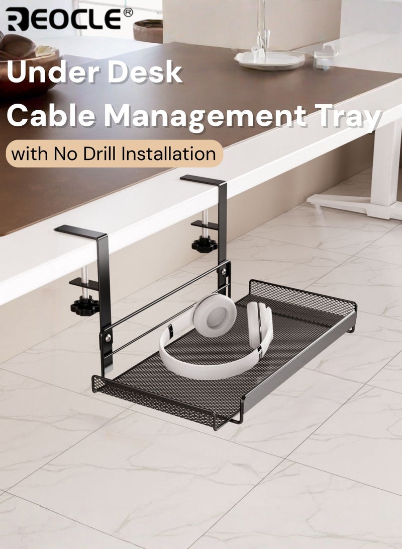 ريوكل صينية لتنظيم الكابلات أسفل المكتب، بدون تركيب مثقاب، منظم أسلاك بتصميم متين وهيكل متين للاستخدام على مكتب الكمبيوتر. - Image 1
