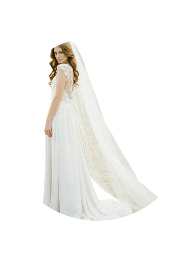 Unsutuo Wedding Veil Comb Bridal Cathedral Veil 1 Tier Drop Veil Wedding Rhinestones Hair Comb for Brides, 118 Inches (118"W-118"L,White) - Image 1