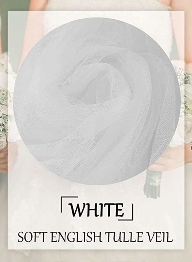 Unsutuo Wedding Veil Comb Bridal Cathedral Veil 1 Tier Drop Veil Wedding Rhinestones Hair Comb for Brides, 118 Inches (118"W-118"L,White) - Image 4