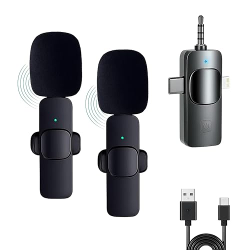 CHAMPKIA K35-2 Dual Wireless Collar Microphone, Plug & Play Lavalier Mic, Noise Cancellation, LED Indicator, Long Battery Life | Compatible with All Smartphones & DSLRs for YouTube & Interviews - Image 1