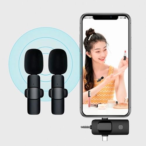CHAMPKIA K35-2 Dual Wireless Collar Microphone, Plug & Play Lavalier Mic, Noise Cancellation, LED Indicator, Long Battery Life | Compatible with All Smartphones & DSLRs for YouTube & Interviews - Image 2