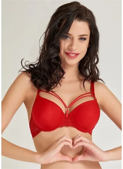 ماجيك فورم 2589 Lace & Drawstring Sponge Bra - Red