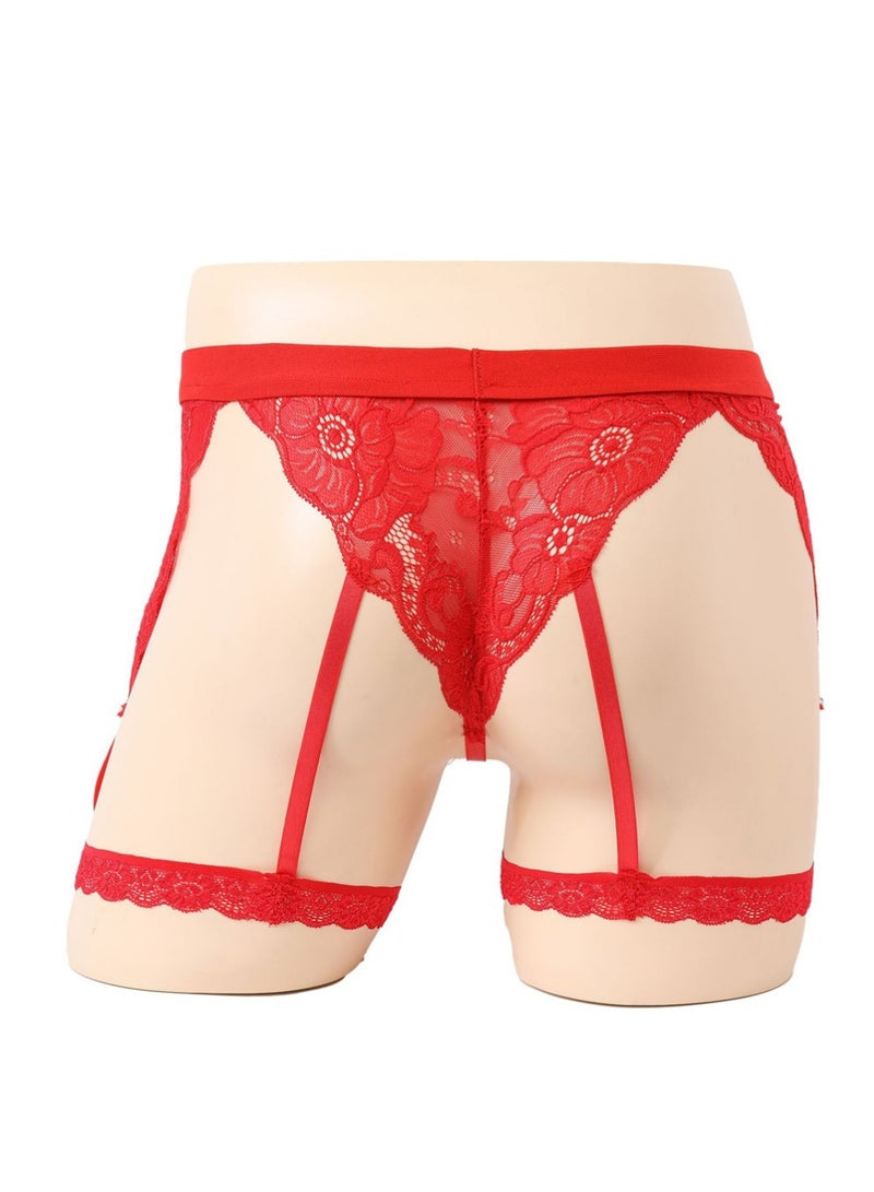 ULELAY Men's Lace Underwear Sheer Pouch Garter Panties(XL) - Image 2
